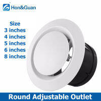 Hon&amp;Guan 3/4/5/6/8 inches Round Adjustable Outlet Wall Air Vent Ventilation Cover Corner Vents for duct fan exhaust fan