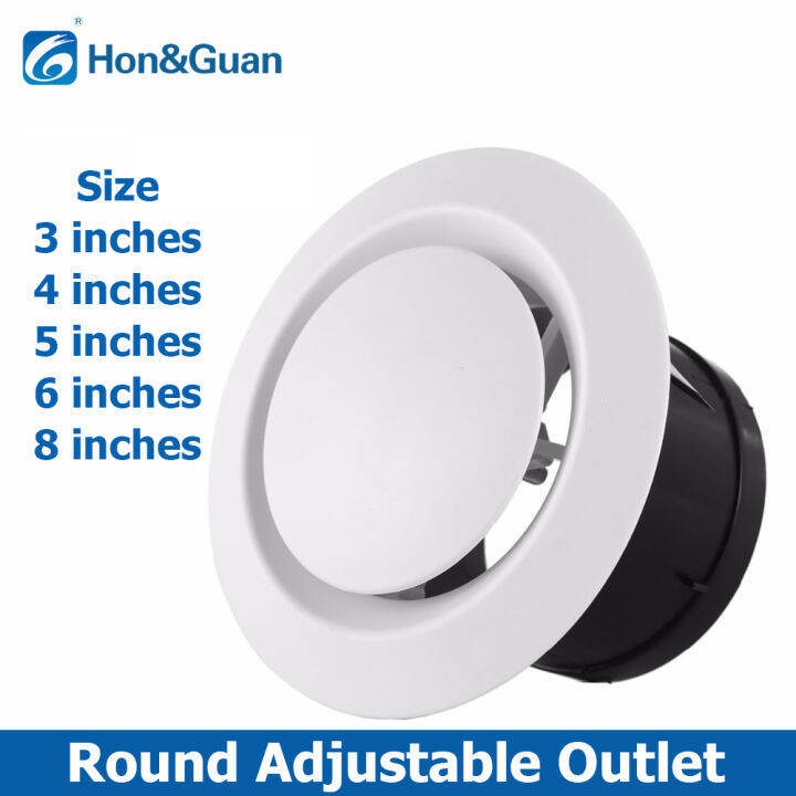 Hon&Guan 3/4/5/6/8 inches Round Adjustable Outlet Wall Air Vent