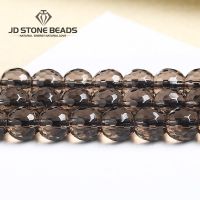 Natural Faceted Smoky Quartz Beads Round Brown Energy Crystal Loose Spacer Bead For Jewelry Making Bracelet Necklace Accessory Cables