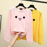 READYSTOCK Women Long sleeve T Shirt Lengan Cute Emoji Print Panjang Muslimah Blause Baju Budak Perempuan 韩版长袖T恤