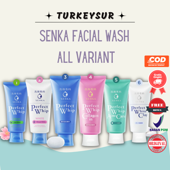 Senka Perfect Whip Collagen White Clay Fresh Acne Care Facial Foam Wash No 1 Di Jepang Senka