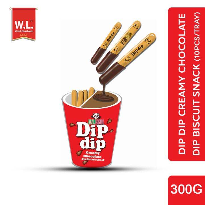 ♭WL FOODS DIP DIP Creamy Chocolate Dip Biscuit Snack 30g packed by 10s ...