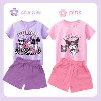 Gilrs Suits 2023 Summer Kids Sets Cute Leisure Cartoon Short Sleeve Candy Color Shorts Babys Clothes