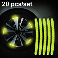 【LZ】✽♤☍  Adesivos reflective para cubo da roda de carro tiras luminous para aro acessório luminoso para dirigir à noite 20 peças