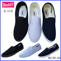 Buddy 3-113 รองเท้าผ้าใบชาย รองเท้าผ้าใบแบบสวม Basic Canvas Shoes (XFAI)