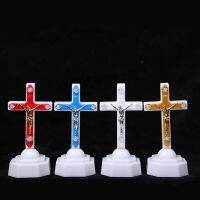 high quality Shenzhen manufacturer LED jesus carrying the cross statue light up flashing plastic religion cross