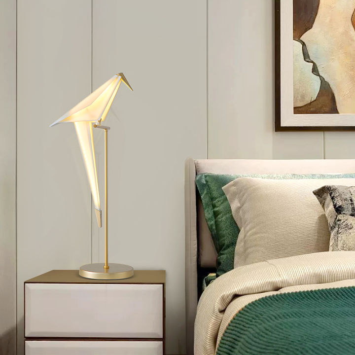 โคมไฟพื้นกระดาษนกสไตล์นอร์ดิกโคมไฟข้างเตียงนอนทันสมัยโคมไฟพื้นกระดาษสำหรับห้องนั่งเล่นโซฟาโคมไฟ-led-แนวตั้ง