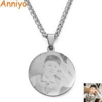 Anniyo Customize Photo Print Charm Necklaces Men Women Engraving Print Portrait Birthday Wedding Personalized Image #133721