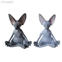 Whimsical Buddha Cat With Sphinx Relaxed Meditation Cat Art Statue Collectible Figurines For Home Office Outdoor Garden Statues