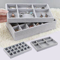 jewelry organizer Thick Velvet Jewelry Storage Tray Necklace Ring Bracelet Holder Display Stand Drawer Gray makeup storage box