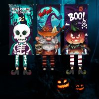 ฮาโลวีน halloween accessories SUNNYDOLL ขายาว ธงแขวนประตูฮาโลวีน หลอกหรือปฏิบัติ สยองขวัญแบบน่ากลัว จี้ฟักทองแคระ ผ้าพื้นหลัง กระโหลกศีรษะ แบนเนอร์ประตูระเบียงฮาโลวีน บ้านในบ้าน