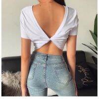 พร้อมส่งเสื้อ DIY ใส่ได้ทั้งหน้าและหลัง โชว์หน้าโชว์หลัง ได้หมดถ้าสดชื่น เสื้อผ้าผู้หญิง เสื้อครอป