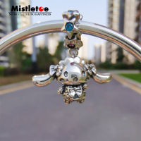 Mistletoe 925 Sterling Silver Long-eared dog Dangle pendant Charm European Jewelry