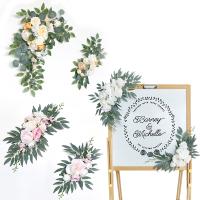 hotx【DT】 2PCS Artificial Flowers Wedding Arch Backdrop Hanging Garland Sign Fake Wall Decorations