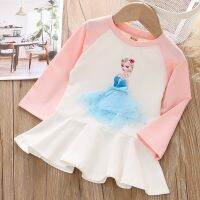 【jeansame dress】ฤดูใบไม้ร่วงชุดเดรสสำหรับเด็กผู้หญิง Elsa Sofia Princess Long Sleeve Shirt Dress Vestidos Spring Little Children Costume Party Clothes