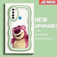 เคส JIUMOO สำหรับ Xiaomi Redmi Note 8 2021 Note 8T เคสลายหมีสตรอเบอรี่กรอบคลื่นสี TPU ใสนุ่มกันกระแทกความแม่นยำของเคสมือถือเคสกล้องรูเข็มทนต่อการสึกหรอซิลิกาเจลฝาครอบป้องกัน