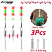 3pcs Fishing Led Luminous Electronic Float 3g/5g/7g/10g/13g/15g/20g Accessory Fishing Gear Carp 2023 New Wiht 3Pcs CR425 Battery Accessories