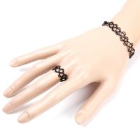 “：{+ 2X Vintage Boho Tattoo Choker Elastic Stretch Necklace Ring Bracelet Set Retro Henna