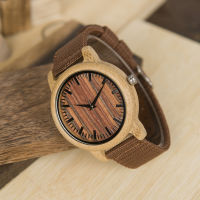 BOBO BIRD Red Nylon Straps Fashion Bamboo Wood Watches LD10 Japan 2035 Quartz Watch for Women Men Accept OEM