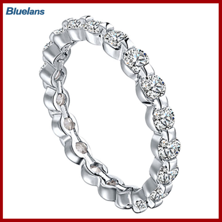Bluelans®แหวนนิรันกาลหมั้นสำหรับงานเลี้ยงประดับพลอยเพชรสังเคราะห์แฟชั่นสำหรับผู้หญิง