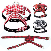 Pet Dog Collar Harnesses Cute Bow Knot Puppy Cat Harness With Leash Christmas Soft Cloth Pet Collar For Small Medium Dog Decor