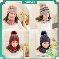 OKDEALS Girls Cute Beanie knitted Caps Hats Scarf Suits Hooded Beanie Cap