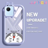 Jjlingji เคสสำหรับ Realme C30 C30s Narzo 50i Prime เคสการ์ตูนน่ารักโดราเอมอนสีสันสดใสนิ่มสำหรับเลนส์กล้องสัตว์ประหลาดน้อยน่ารักกันกระแทกแบบใสเคสมือถือป้องกันซิลิโคนเรียบง่ายปลอกความคิดสร้างสรรค์โปร่งใส