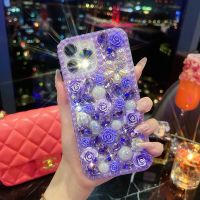 Samsung Galaxy S10 S9 Plus Note 10 + Lite M31S M31 M21S A01 A80 M30S M21 A20 A30เพชรเทียมคริสตัลหรูดอกไม้ที่คลุมเคสไข่มุกเพชรกากเพชร