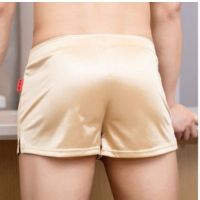 MUJI Silk mens pajama pants home shorts summer thin ice silk loose boxer pants three-point underwear cool