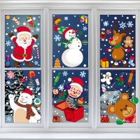 Christmas Party Sticker Santa Claus Elk Snowman Wall Stickers Window Decor Merry Christmas Decor For Home Happy New Year 2023