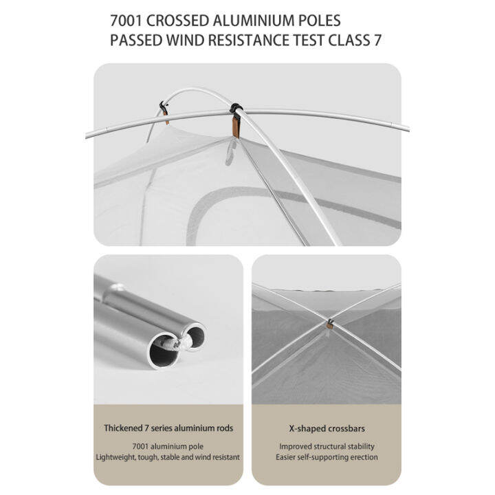 naturehike-อัพเกรดเต็นท์ตั้งแคมป์-2-3-คนเบามากเดินป่ากลางแจ้งกันฝนกันลมเคลือบด้วยครีมกันแดดสีเงิน-upf50-เสาอลูมิเนียมระบายอากาศเต็นท์สวนสำหรับครอบครัว