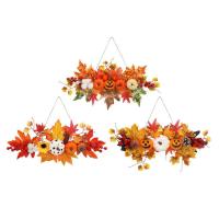 Pumpkin Door Hanger Front Door Sign Pumpkin Maple Leaf Berry Sign Fall Theme Hanger for Front Door Thanksgiving Christmas Halloween Wall Decor respectable