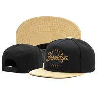 High-quality embroidered Brooklyn yellow-brimmed black flat-brimmed hat trendy adjustable snap cap unisex sports sun protection hat 【JULY]