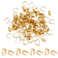 120 Pcs 304 Stainless Steel Snap on Bails Golden Pendant Connector Clasps Pinch Clip Dangle Pendant Bails for DIY Jewelry Charms Craft Making