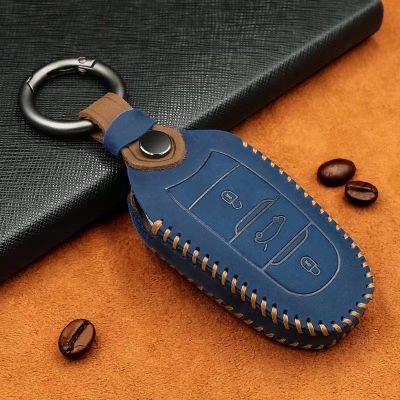 Leather Car Key Cover For Peugeot 208 508 3008 308 5008 2008 Accessories Auto Remote Key Shell Case Protector Covers