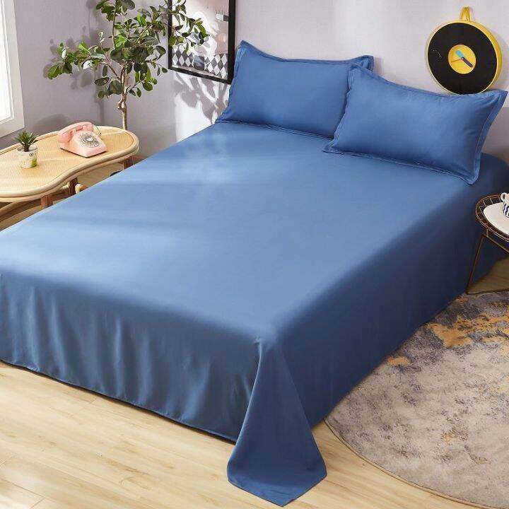 ผ้าปูที่นอนเรียบ-sprei-bed-cover-สีพื้นสำหรับล้างในบ้านสำหรับเดี่ยว-คู่-ควีน-เตียงราชา