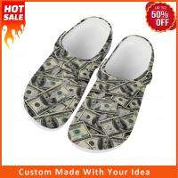 Dollar Printed Popular Home Clogs Custom Water Shoes Mens Womens Teenager Shoe Garden Clog Breathable Beach Hole Slippers White House Slippers