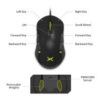 Delux M627S PMW3389 sensor Wired Gaming Mouse 8 Buttons 16000 DPI RGB Backlight Optical Left and Right hand Mice DIY Side Wings