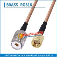 HVJ-1x Pcs Pl259 So239 Pl-259 So-239 Uhf Female To Sma Male Plug Coaxial Type Pigtail Jumper Rg316 Cable Low Loss Uhf To Sma