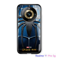 เคส Realme 11 Pro 5G Realme 11 Pro + 5G Marvel เคสโทรศัพท์สำหรับเด็กผู้ชายซูเปอร์ฮีโร่สำหรับผู้ชายสไปเดอร์แมนสไปเดอร์ผู้ชายเคสโลโก้แมงมุมขอบนิ่มกันกระแทกเคสโทรศัพท์หลังกระจก