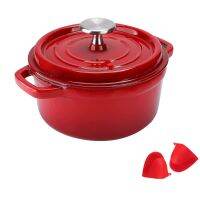 Pre-Seasoned 6.5 qt Enameled Cast Iron Round Dutch Oven, 6.5 Quart Dutch Ovens Pot With Lid And Handle, Heavy Duty Casserole Dish, Hand Wash Only, Red