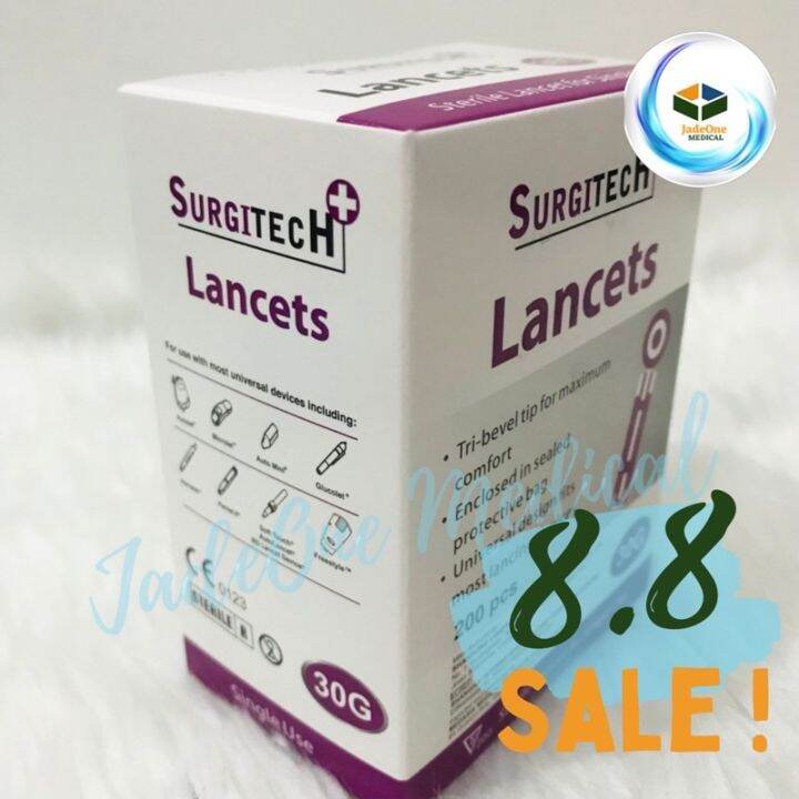 ★SURGITECH Sterile Blood Lancets 30G (200 Pcs) | Lazada PH