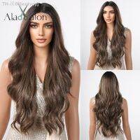 ALAN EATON Long Brown Lace Front Wig Brown mixed Light Curly Wigs for Women Natural Heat Resistant Synthetic Wig for Daily Use [ Hot sell ] ea1voy