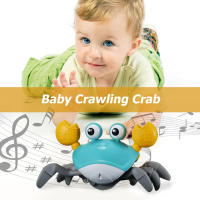 {คลังสินค้าพร้อม} Tummy Time Walking Crawling Crab การศึกษา USB ชาร์จ Interactive Crawling Crab พร้อมเพลง LED หลีกเลี่ยงอุปสรรค Sensory Moving ของเล่นสำหรับเด็ก