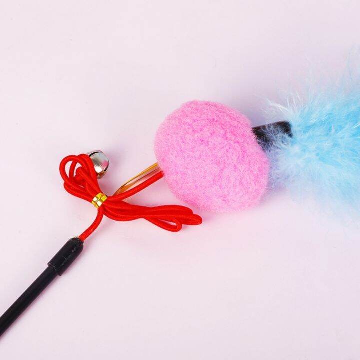 3ชิ้น-interactive-สำหรับของเล่นแมว-feather-wand-teaser-ของเล่น-bell-bright-สี-plush-ball-ของขวัญสำหรับลูกแมว