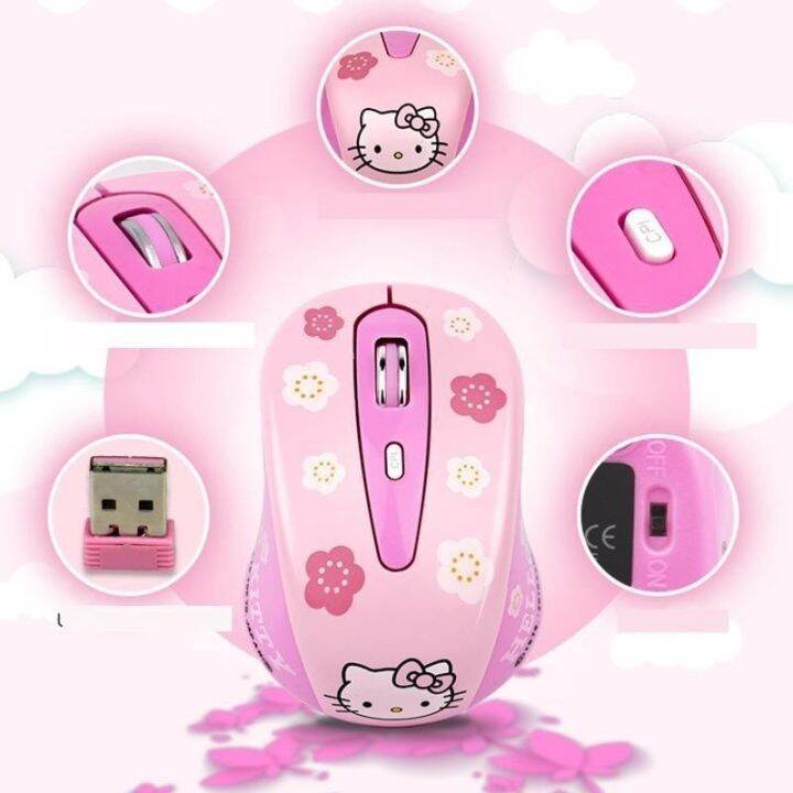 เมาส์ออปติคอลไร้สาย-usb-ขนาดเล็ก-แบบพกพา-2-4ghz-ลาย-hello-kitty-สีชมพู-เมาส์ไร้สาย-มีแบตในตัว-ปุ่มเงียบ-มีปุ่มปรับความไวเมาส์-dpi-800-1200-1600-wireless-mouse-เมาส์น่ารักๆ-เมาส์การ์ตูน