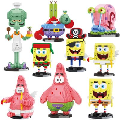 New SpongeBob SquarePants Cartoon Building Blocks Anime Figure Patrick Star Squidward Tentacles Mini Action Figure Toy Kids Gift