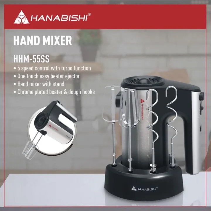 Hanabishi Hand Mixer HHM55SS 5 Speed Control with Stand Lazada PH
