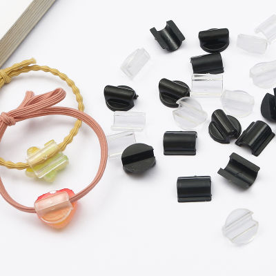 10Pcs สีดำ/สีขาวเครื่องมือทำผม Connector ยืดหยุ่นยางรัดวางหัวเข็มขัดสำหรับ DIY ยางรัดผมวงกลมเครื่องประดับโบว์ทำ