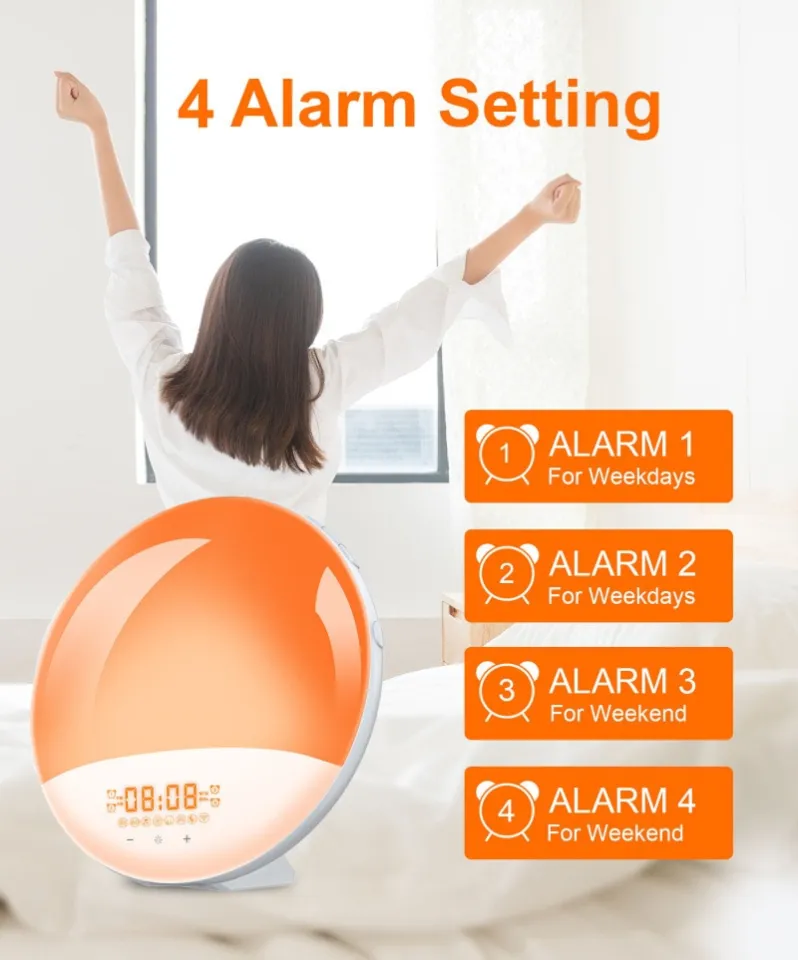 Smart WIFI Night Light Digital Wake Up Light Workday Alarm Clock Sunrise/Sunset  Smart Life APP Control Niditon